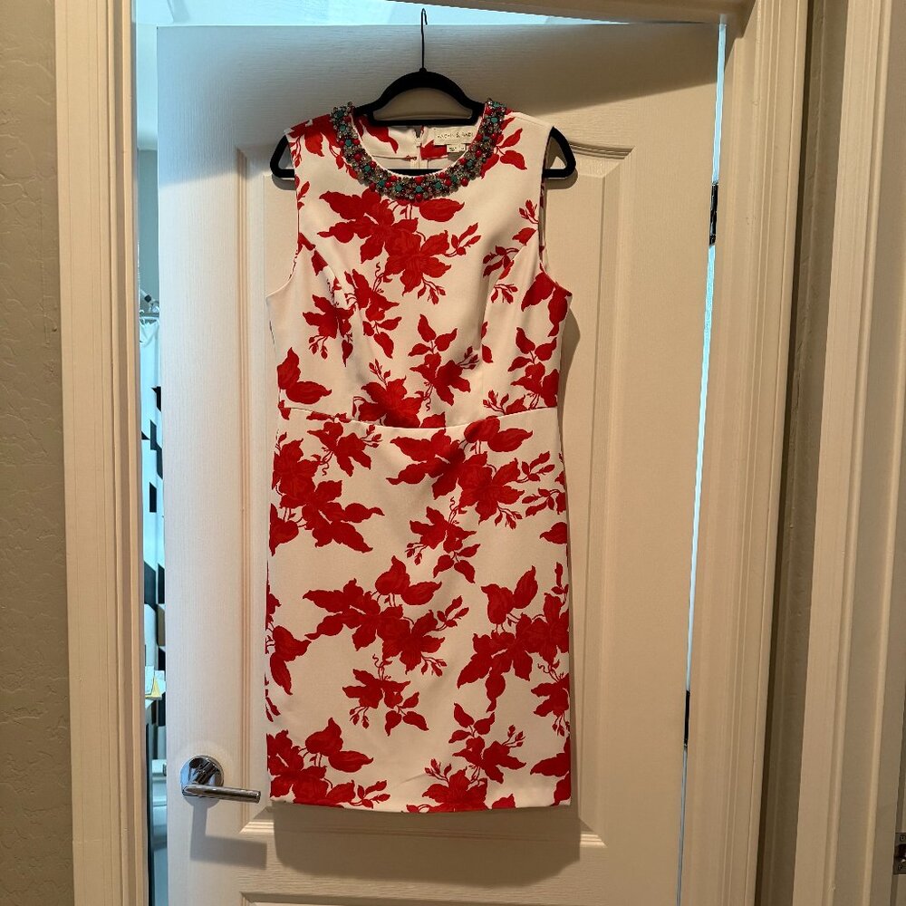 Sachin & Babi | Anna Floral Sleeveless Embellished Dress | Red/White | Size: 12